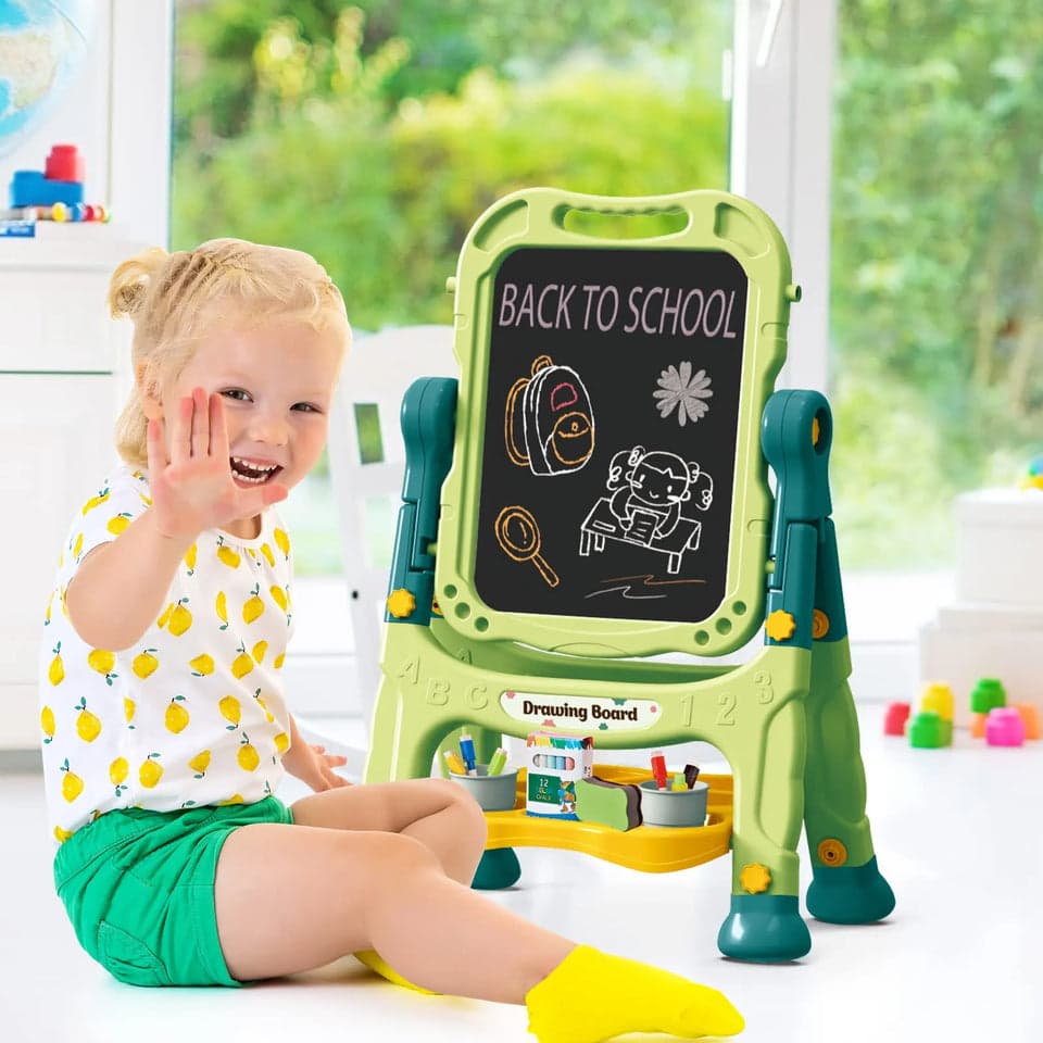 Adjustable Height Double-Sided Magnetic Drawing Board for Kids
