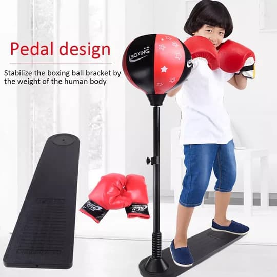 Kids Boxing Stand + Gloves & Pump With Height-Adjustable