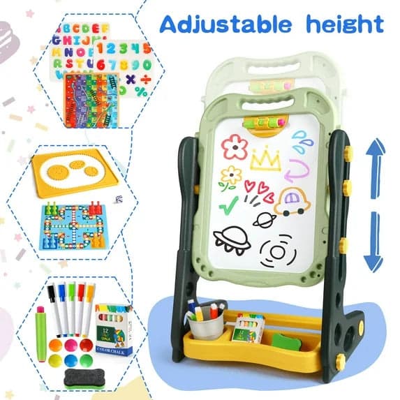 Adjustable Height Double-Sided Magnetic Drawing Board for Kids thumbnail 4